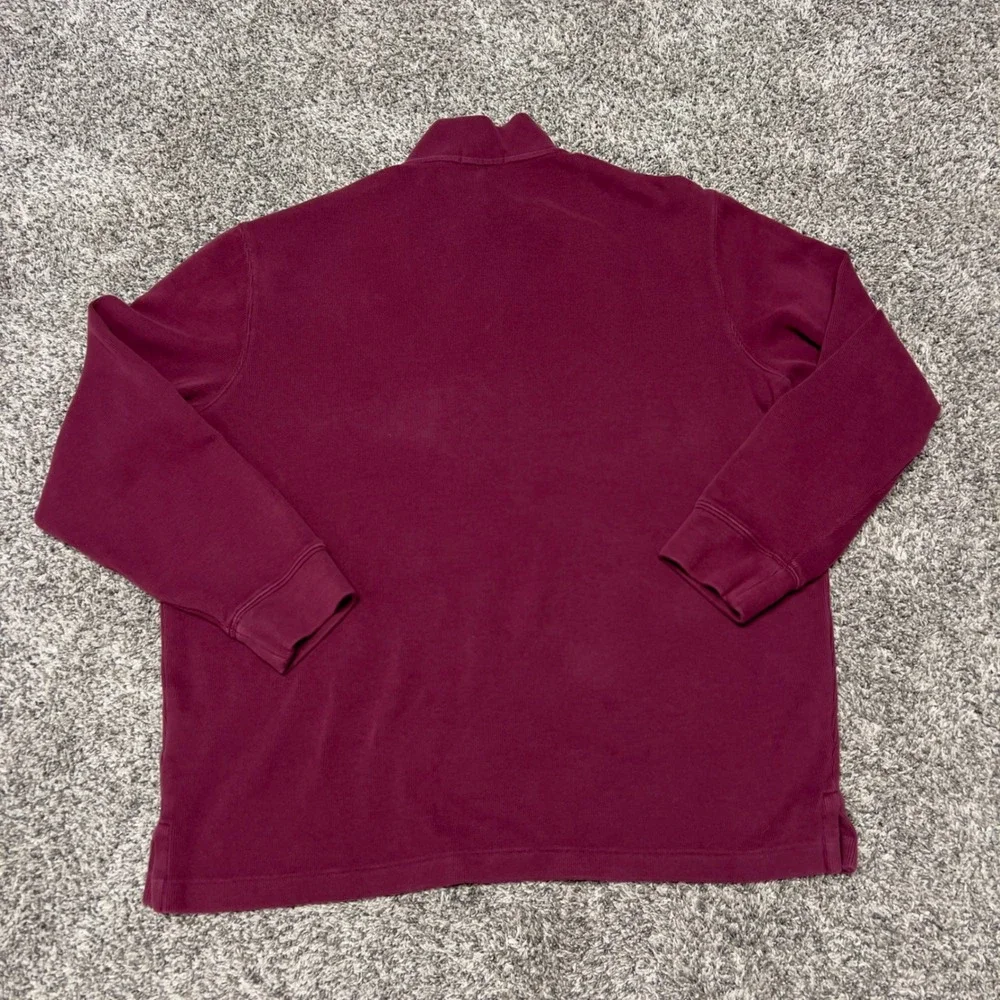 Polo Ralph Lauren Mens XL Burgundy Red Quarter Zip Pullover Ribbed Sweatshirt